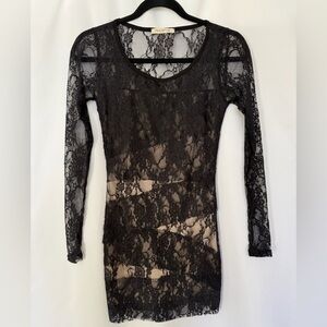 Arden B Elegant Black Lace Mini Dress